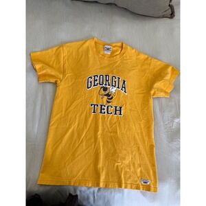 VTG Georgia Tech‎ Yellow Jackets Oarsman Gear Graphic T-Shirt Gold Unisex Sz M